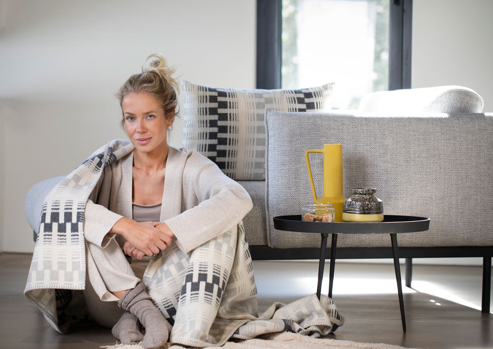 JADE throw "geometric stripes" organic cotton