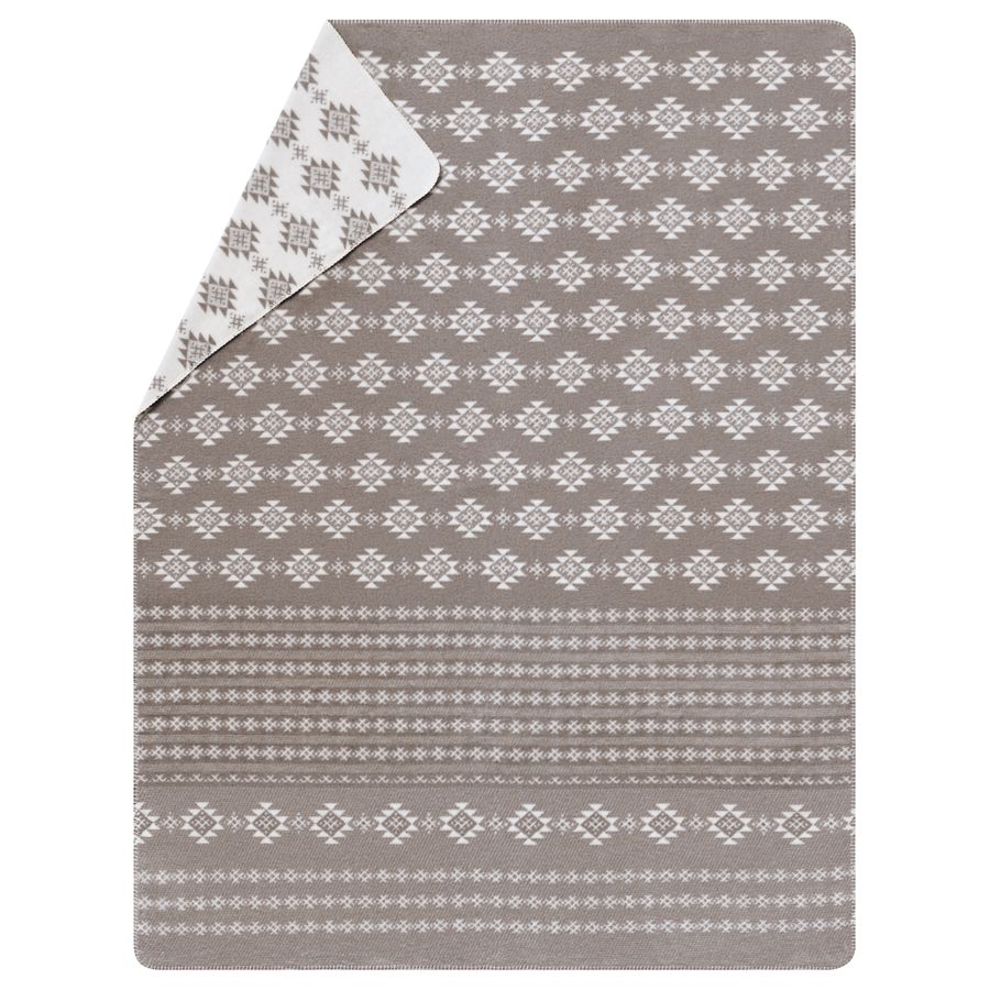 SAVONA Throw "Norwegian Border" in smoke . Throw Blanket made by David Fussenegger , a family-run mill in Austria.