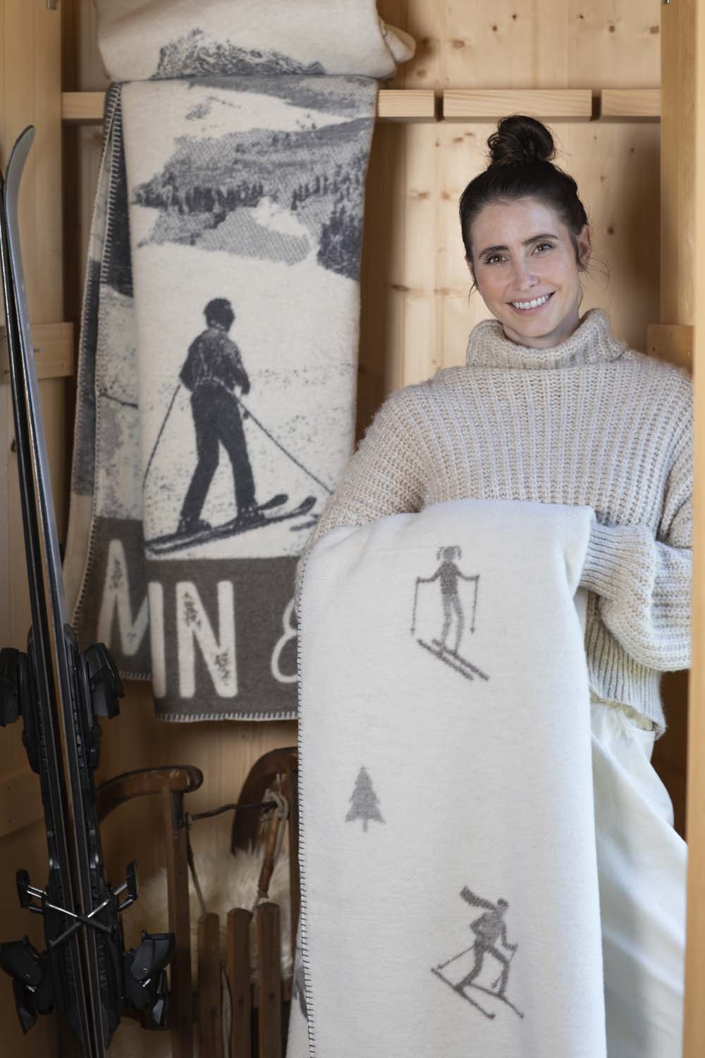SAVONA throw "ski-mania" in . Throw Blanket made by David Fussenegger , a family-run mill in Austria.