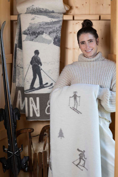 SAVONA throw "ski-mania" in . Throw Blanket made by David Fussenegger , a family-run mill in Austria.