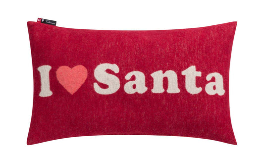 SILVRETTA pillow "I love Santa" in bordeaux . Filled Cushion made by David Fussenegger , a family-run mill in Austria.