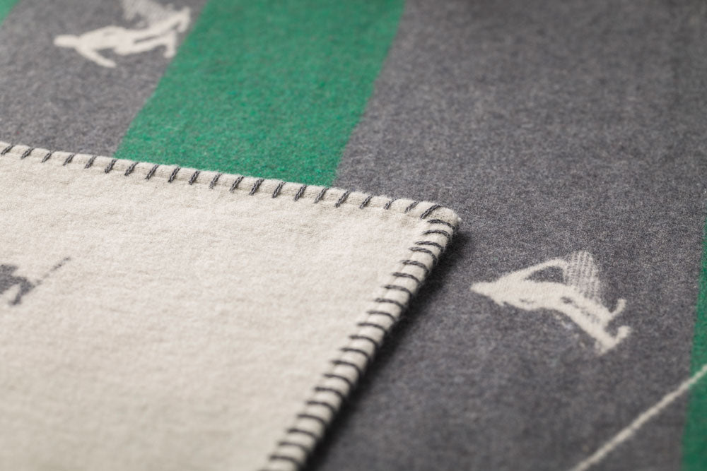 SYLT throw "ski slopes & gondolas" in . Throw Blanket made by David Fussenegger , a family-run mill in Austria.