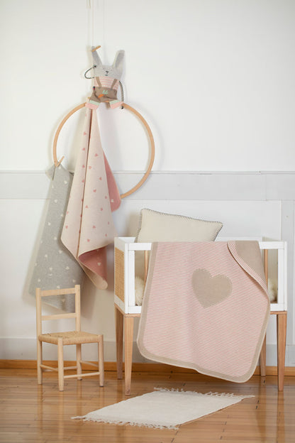 JUWEL baby blanket "hearts allover" in . Blanket made by David Fussenegger , a family-run mill in Austria.