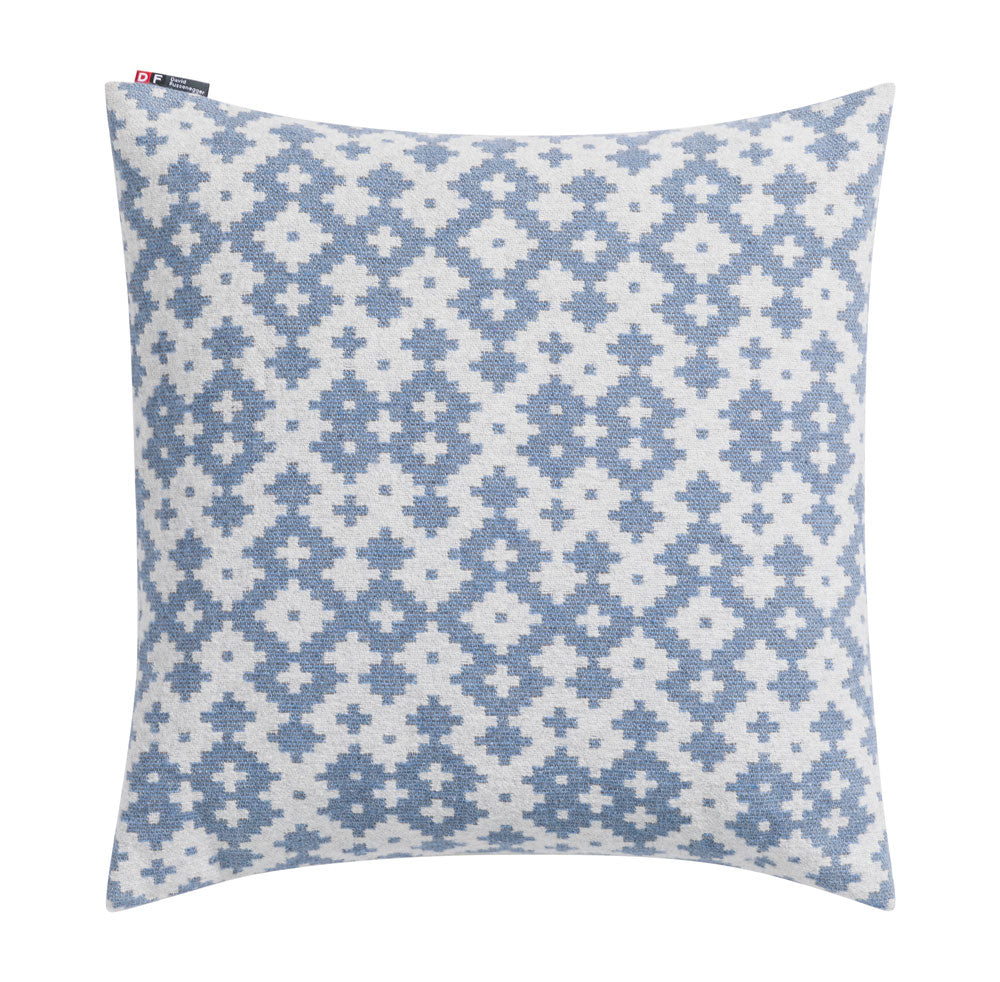 NOVA cushion cover "small ethnic pattern" in grey blue . Cushion Cover made by David Fussenegger , a family-run mill in Austria.