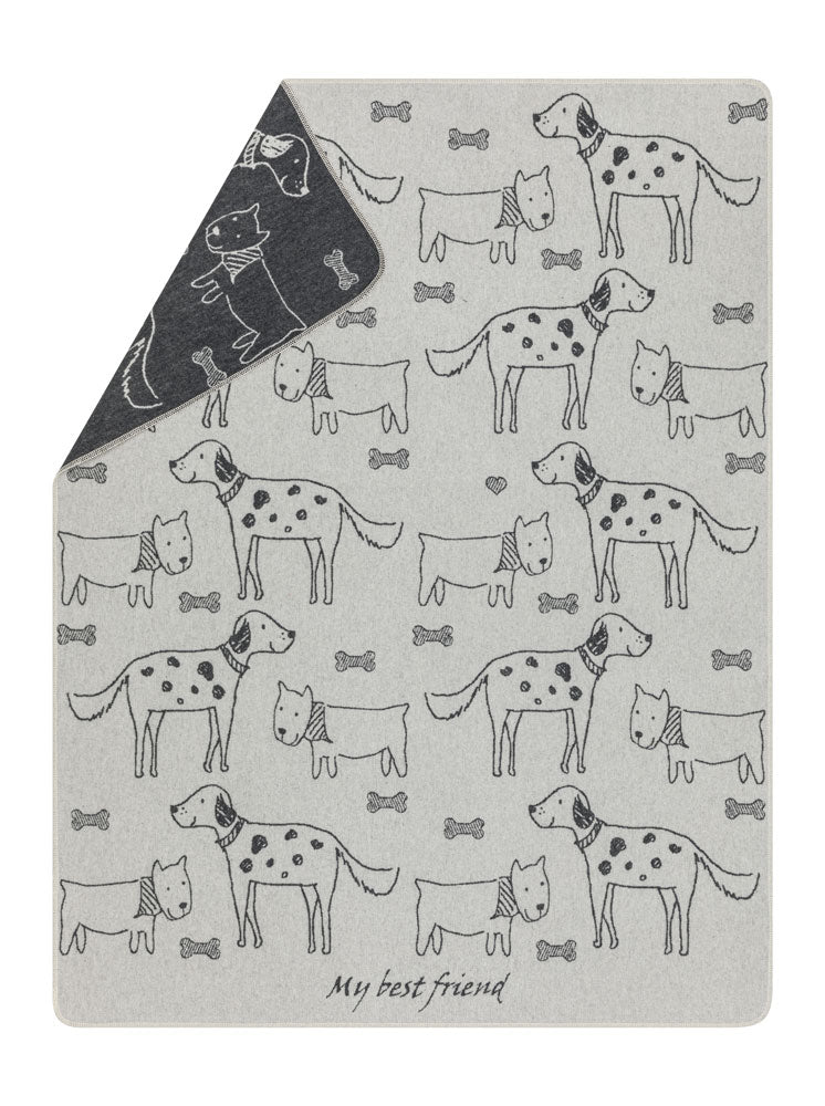 PET blanket "best friends allover" large in lt.gry charc . Pet Blanket made by David Fussenegger , a family-run mill in Austria.