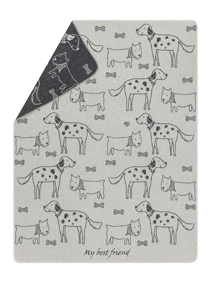 PET blanket "best friends allover" large in lt.gry charc . Pet Blanket made by David Fussenegger , a family-run mill in Austria.