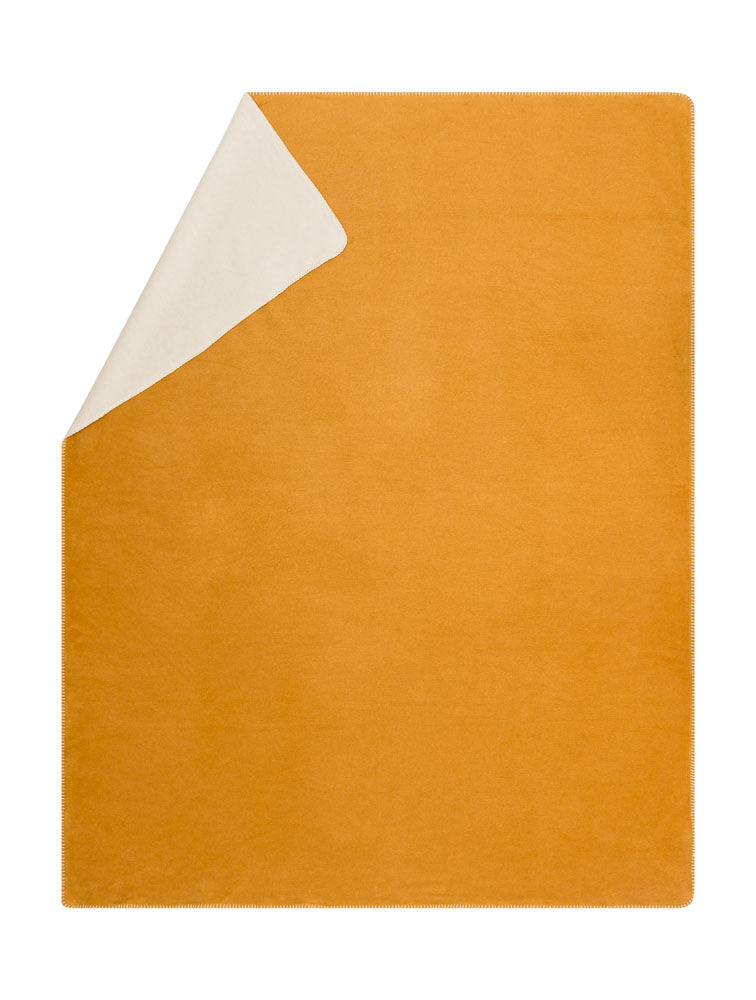 SAVONA throw "double solid" in gold ecru . Throw Blanket made by David Fussenegger , a family-run mill in Austria.