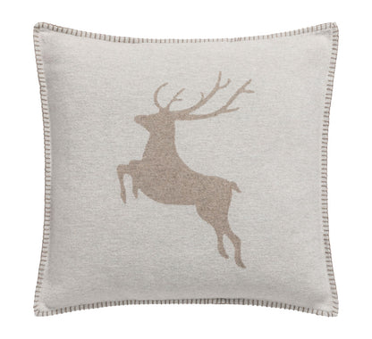 SYLT cushion cover "jumping stag" in grey . Cushion Cover made by David Fussenegger , a family-run mill in Austria.
