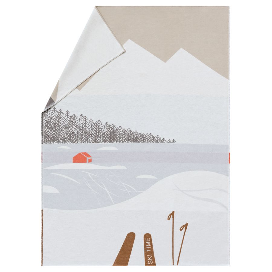 LUCA Throw "Ski Time" in cement . Throw Blanket made by David Fussenegger , a family-run mill in Austria.