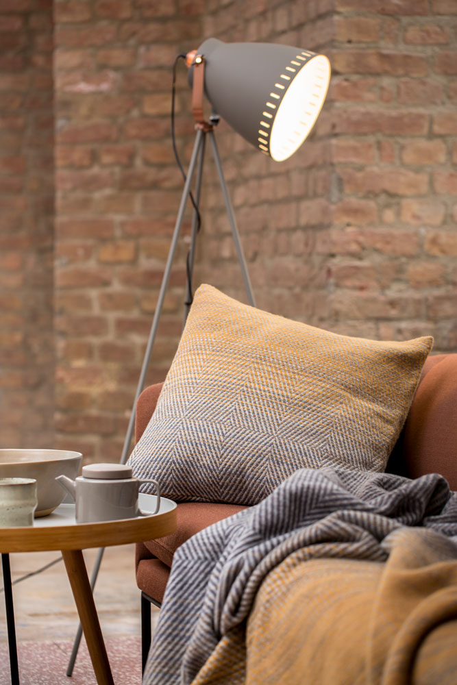 SAVONA throw "gradient herringbone" in . Throw Blanket made by David Fussenegger , a family-run mill in Austria.