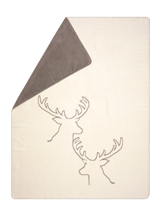 SAVONA throw "stag heads linear" in offwhite . Throw Blanket made by David Fussenegger , a family-run mill in Austria.