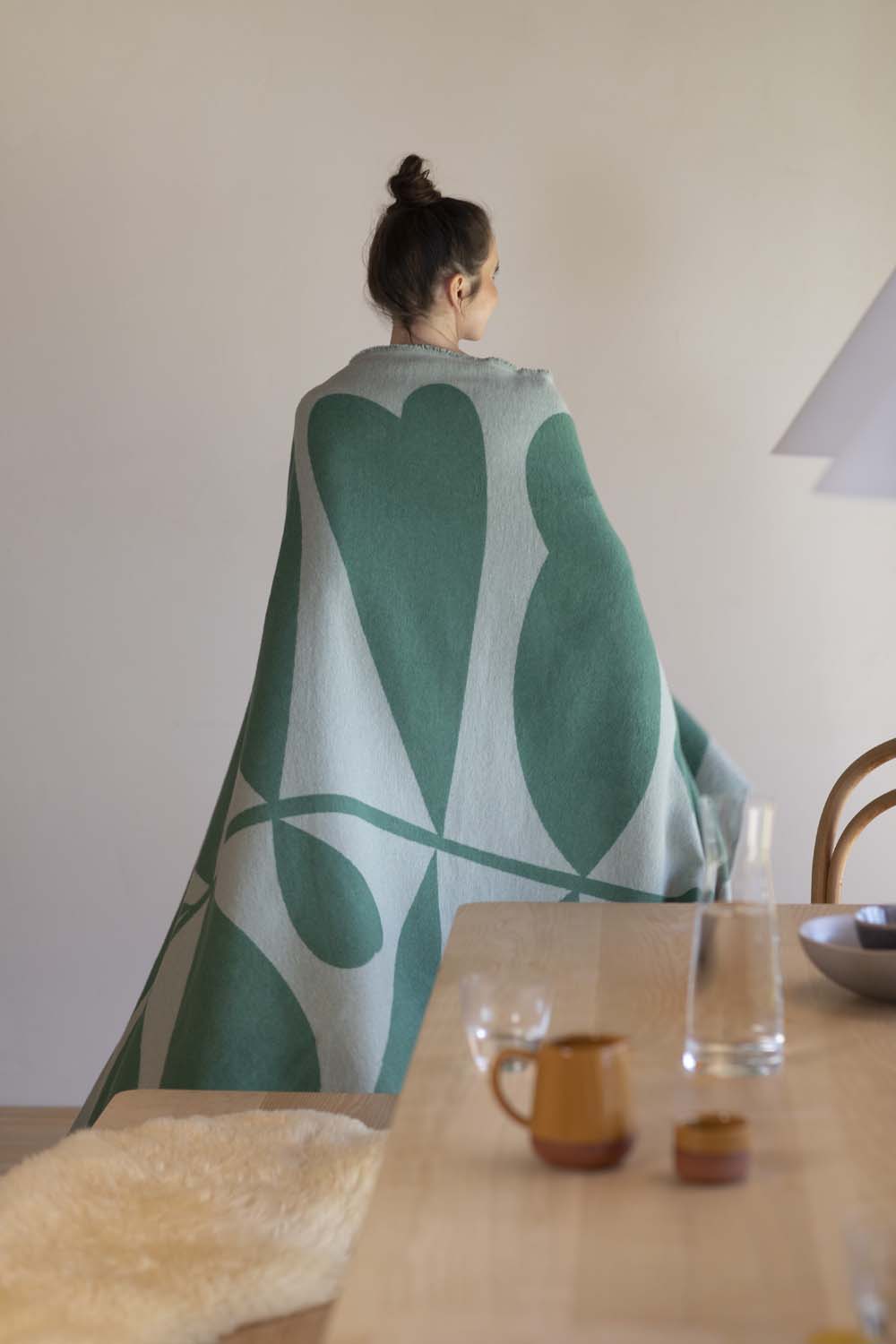 LUCA throw flannel "large leaves" in . Throw Blanket made by David Fussenegger , a family-run mill in Austria.