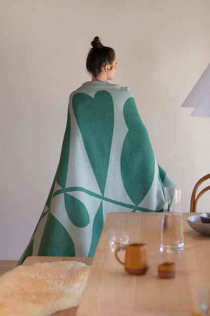 LUCA throw flannel "large leaves" in . Throw Blanket made by David Fussenegger , a family-run mill in Austria.