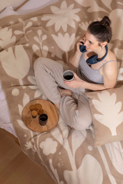 SAVONA throw "folcloristic flowers" in . Throw Blanket made by David Fussenegger , a family-run mill in Austria.