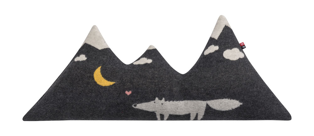 JUWEL pillow "wolf/mountain" includes filling in charcoal . Filled Cushion made by David Fussenegger , a family-run mill in Austria.