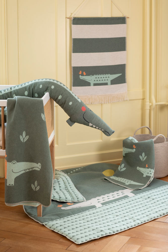 JUWEL toddler blanket "happy croc" in . Blanket made by David Fussenegger , a family-run mill in Austria.