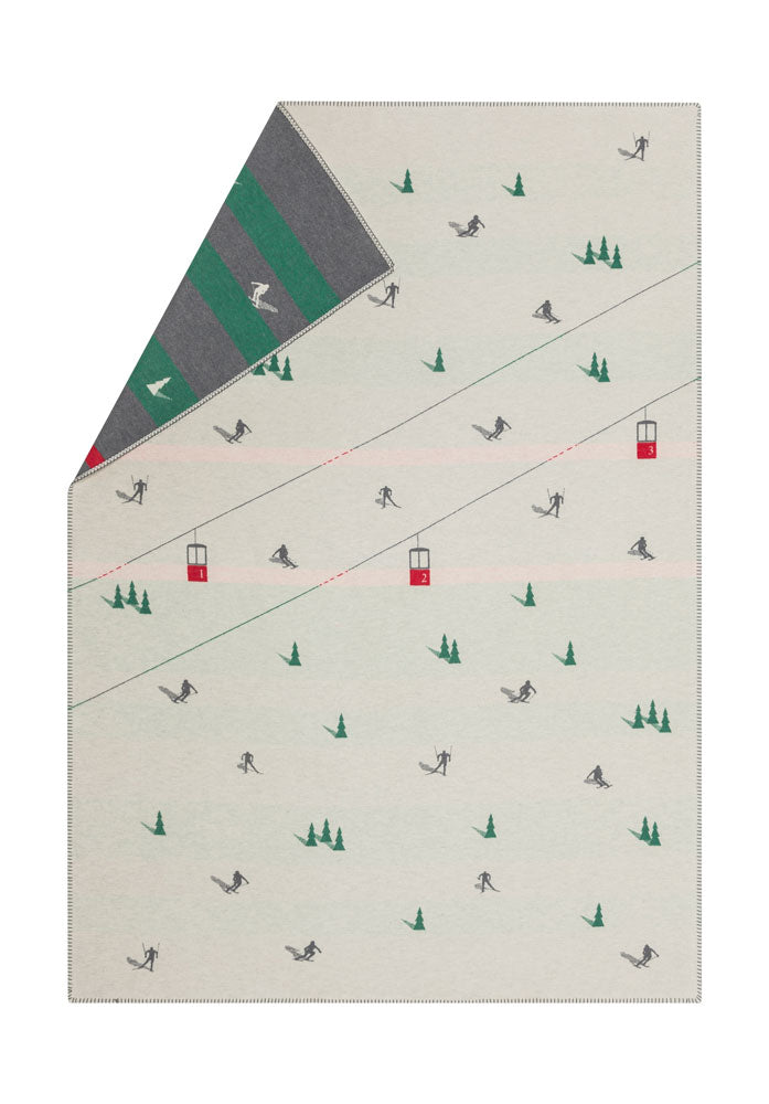 SYLT throw "ski slopes & gondolas" in charcoal . Throw Blanket made by David Fussenegger , a family-run mill in Austria.