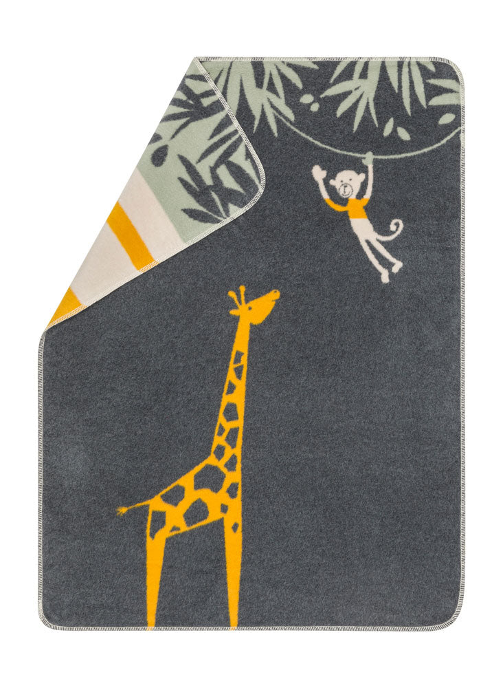 MAJA baby blanket organic "giraffe" in charcoal . Blanket made by David Fussenegger , a family-run mill in Austria.