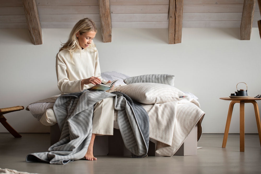 JADE throw "zen"organic cotton in . Throw Blanket made by David Fussenegger , a family-run mill in Austria.