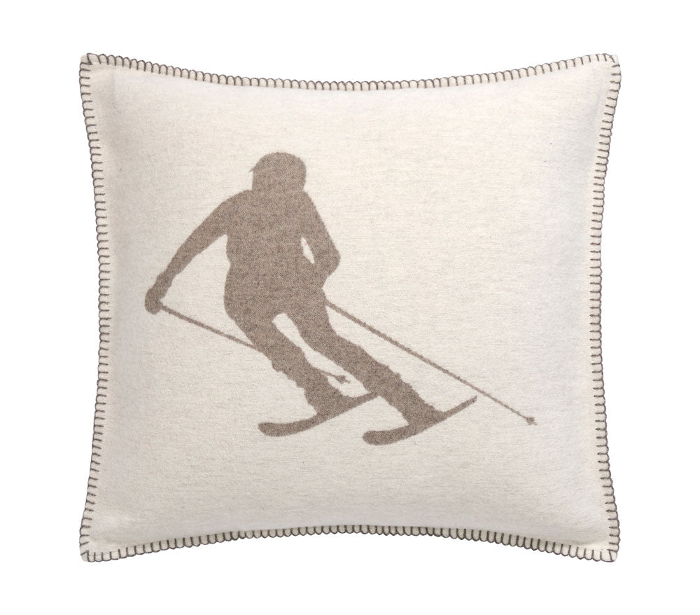 SYLT cushion cover "skier" in smoke . Cushion Cover made by David Fussenegger , a family-run mill in Austria.