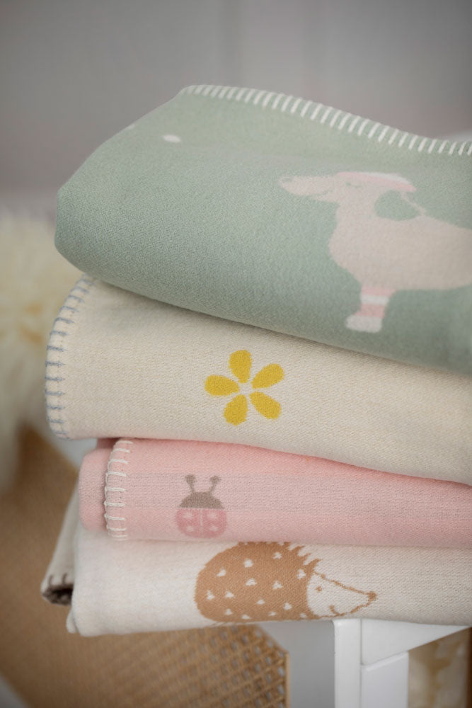 LENA baby blanket organic "ladybugs" in . Blanket made by David Fussenegger , a family-run mill in Austria.