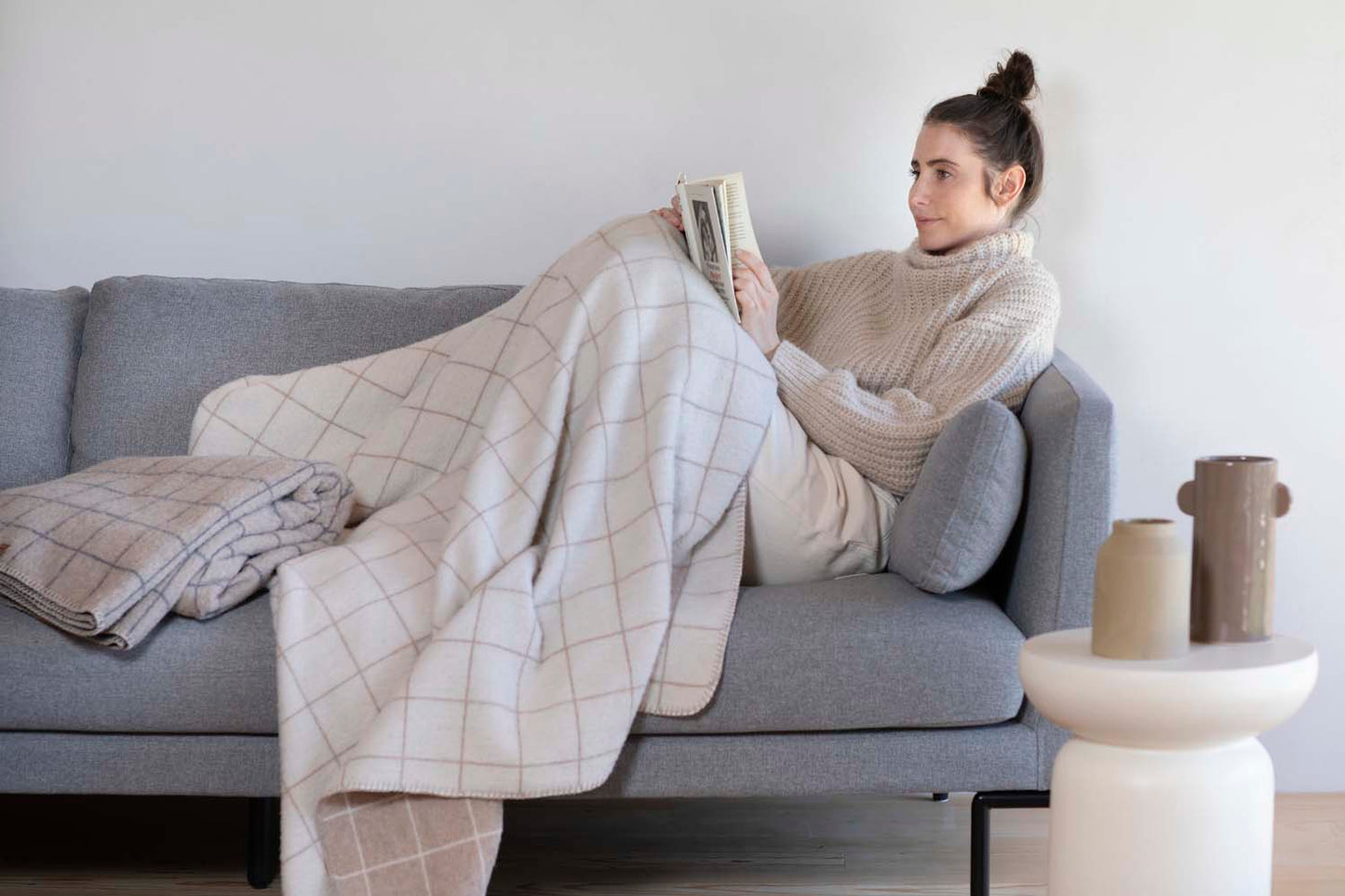 MERANO throw "checkered" in . made by INDIGO 11 , a family-run mill in Austria.