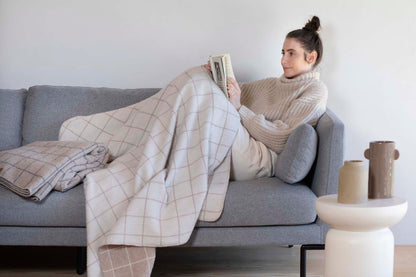 MERANO throw "checkered" in . made by INDIGO 11 , a family-run mill in Austria.