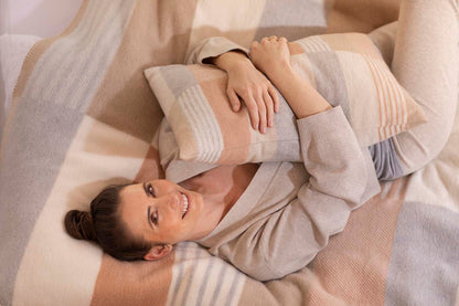 SAVONA throw "lines/rectangles" in . Throw Blanket made by David Fussenegger , a family-run mill in Austria.