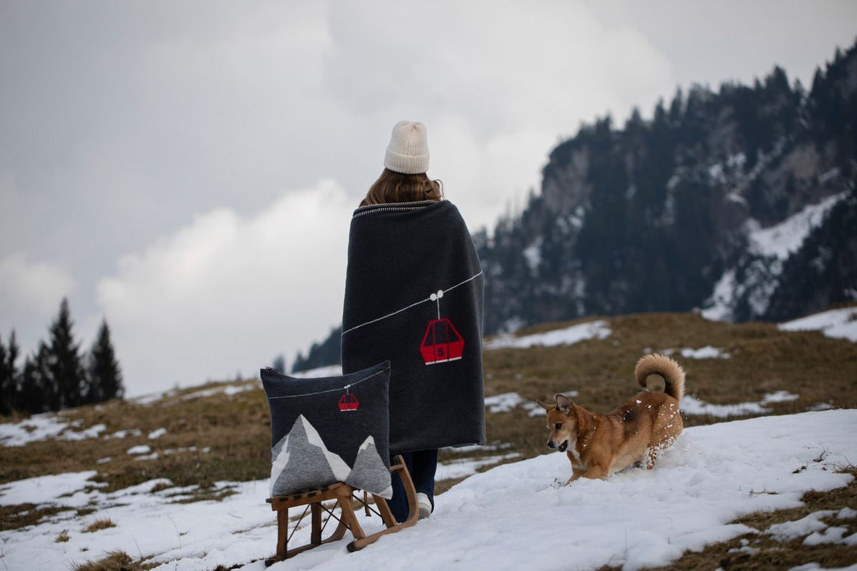 SAVONA Throw "Mountain/Gondola" in . Throw Blanket made by David Fussenegger , a family-run mill in Austria.