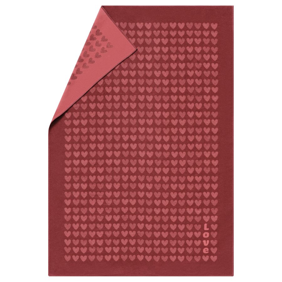 SYLT Throw "Hearts/Love" in red . Throw Blanket made by David Fussenegger , a family-run mill in Austria.