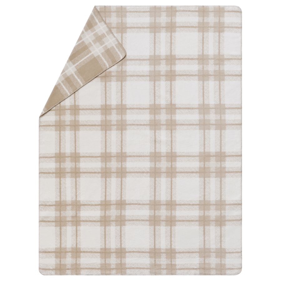 SAVONA Throw "Tartan" in cement cream . Throw Blanket made by David Fussenegger , a family-run mill in Austria.