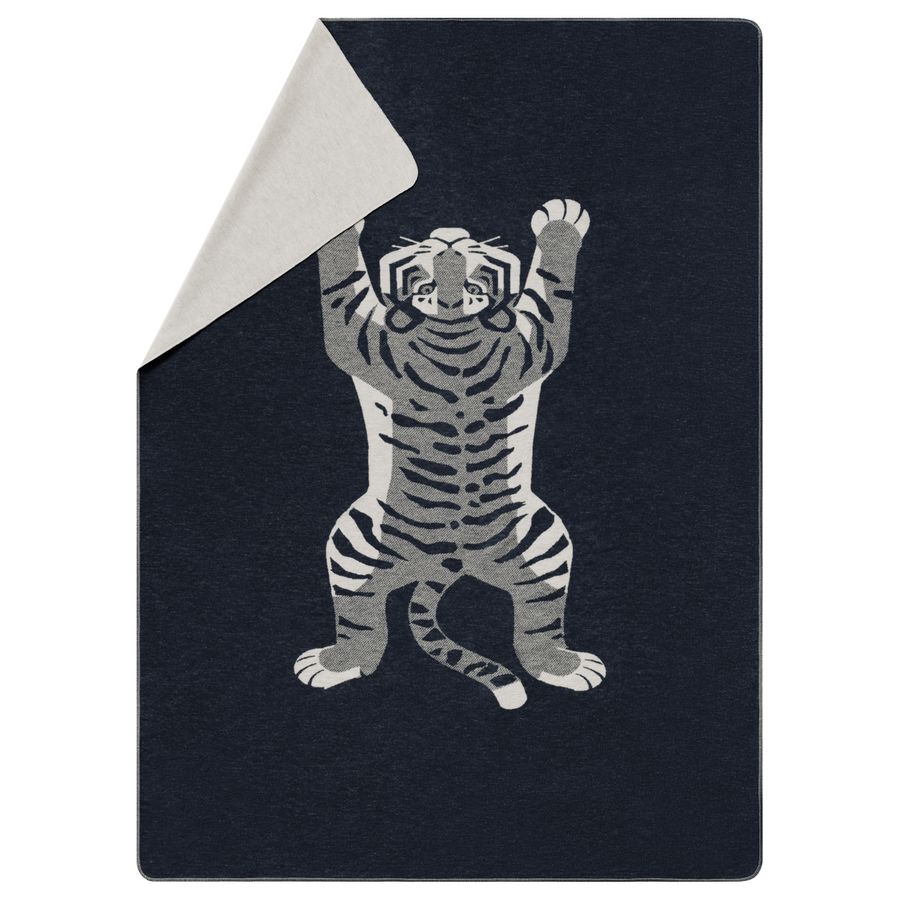 SILVRETTA Throw "Tiger" in anthracite . Throw Blanket made by David Fussenegger , a family-run mill in Austria.