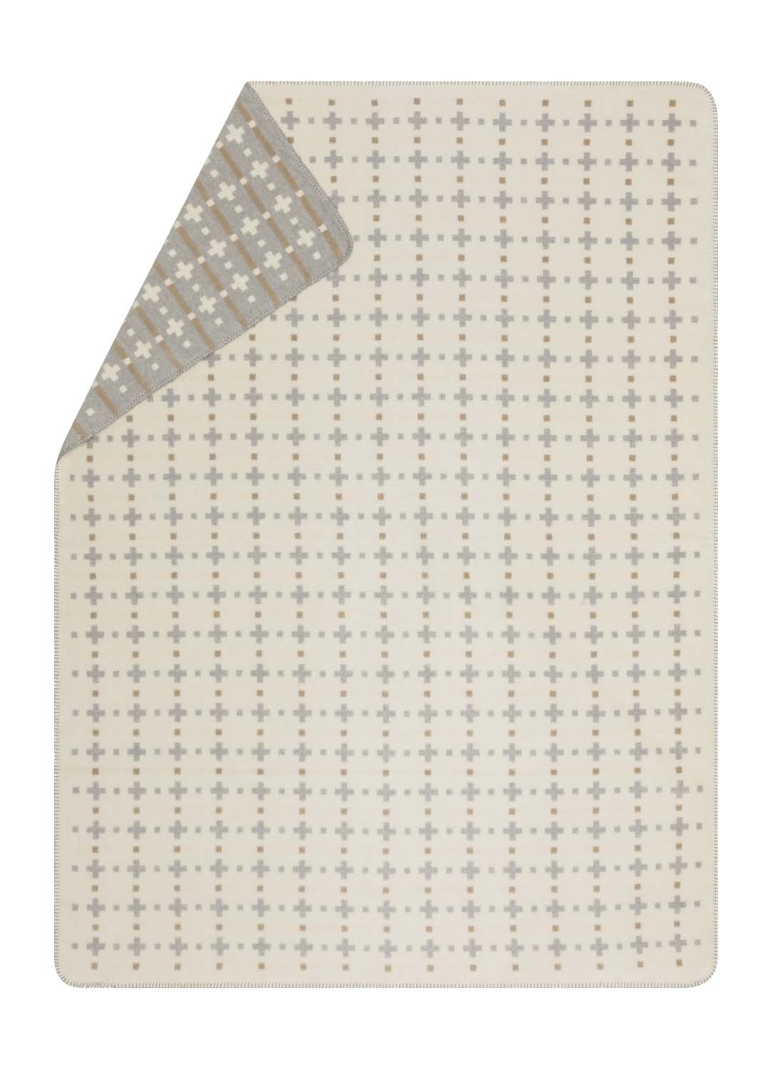 SAVONA throw "crosses/checks" in offwhite . Throw Blanket made by David Fussenegger , a family-run mill in Austria.
