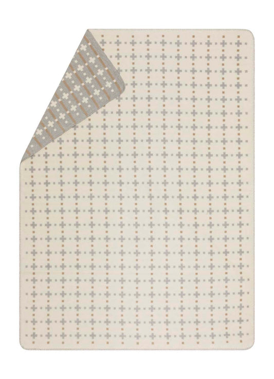 SAVONA throw "crosses/checks" in offwhite . Throw Blanket made by David Fussenegger , a family-run mill in Austria.