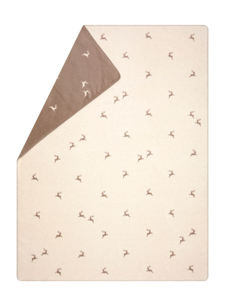 SAVONA throw "deer allover" in offwhite . Throw Blanket made by David Fussenegger , a family-run mill in Austria.