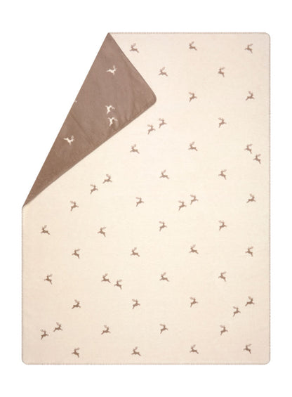 SAVONA throw "deer allover" in offwhite . Throw Blanket made by David Fussenegger , a family-run mill in Austria.