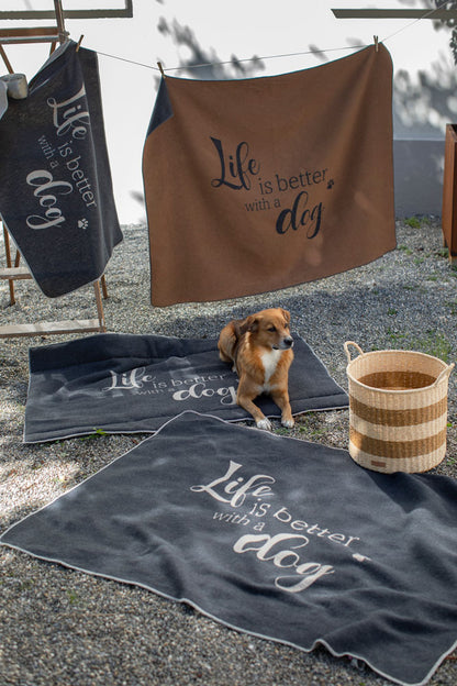 PET padded dog mat "Life is Better with a Dog" in . Dog Mat made by David Fussenegger , a family-run mill in Austria.