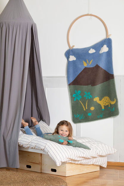 MILA baby blanket "dino volcano" in . Blanket made by David Fussenegger , a family-run mill in Austria.