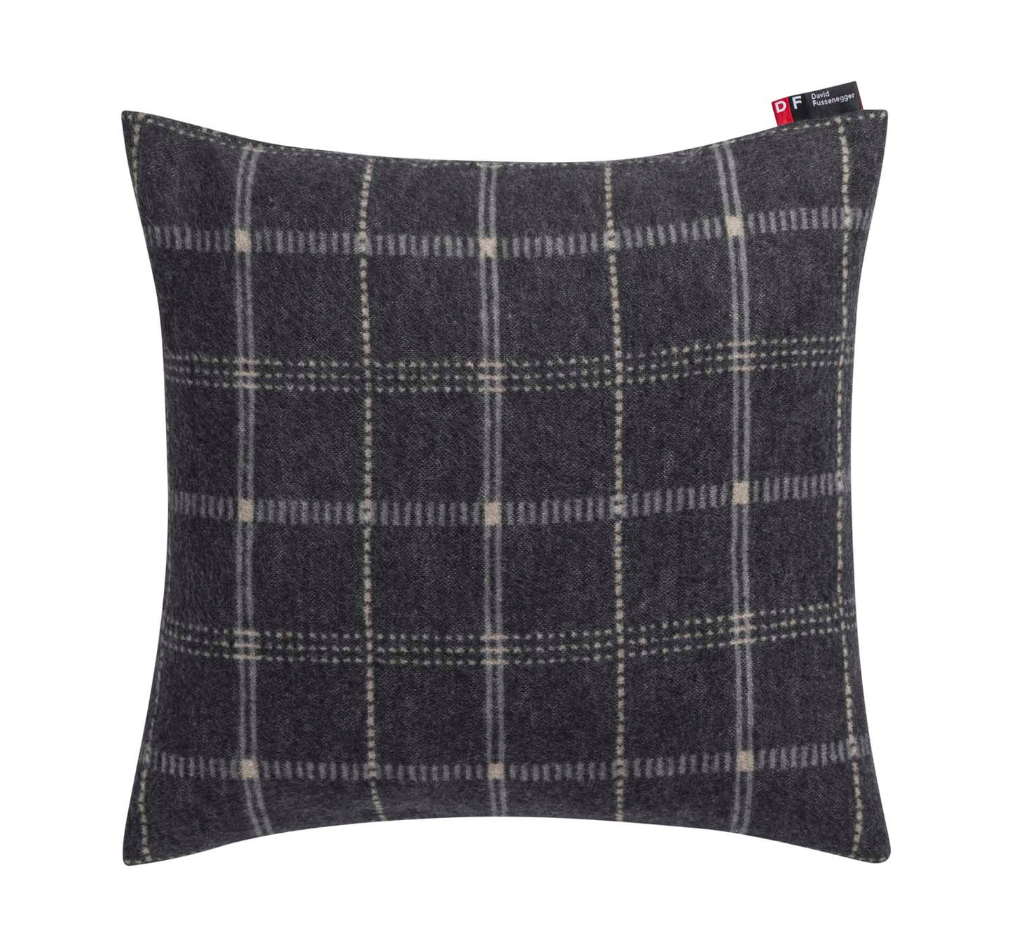 SILVRETTA cushion cover "checkered" in charcoal . Cushion Cover made by David Fussenegger , a family-run mill in Austria.