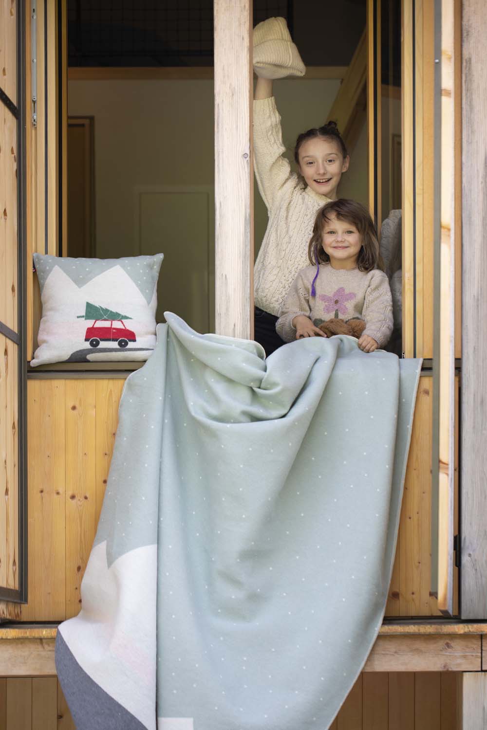 SILVRETTA throw "car/tree" in . Throw Blanket made by David Fussenegger , a family-run mill in Austria.