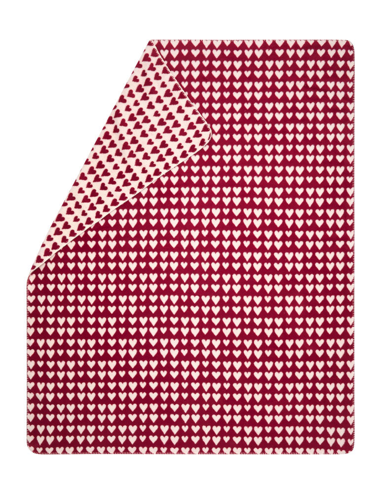 SAVONA throw "hearts" in bordeaux . Throw Blanket made by David Fussenegger , a family-run mill in Austria.