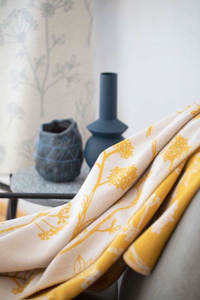 JADE throw "florals" organic cotton in . Throw Blanket made by David Fussenegger , a family-run mill in Austria.