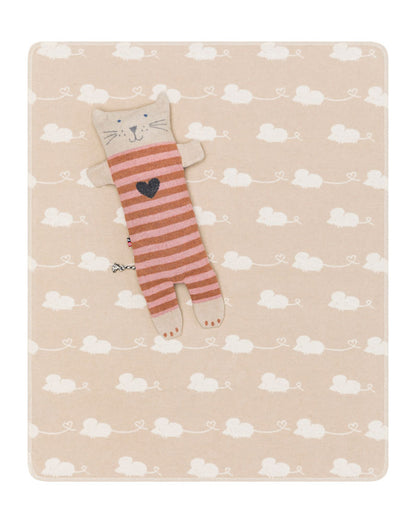 JUWEL puppet/blanket SET "cat" in ecru . Blanket Puppet made by David Fussenegger , a family-run mill in Austria.