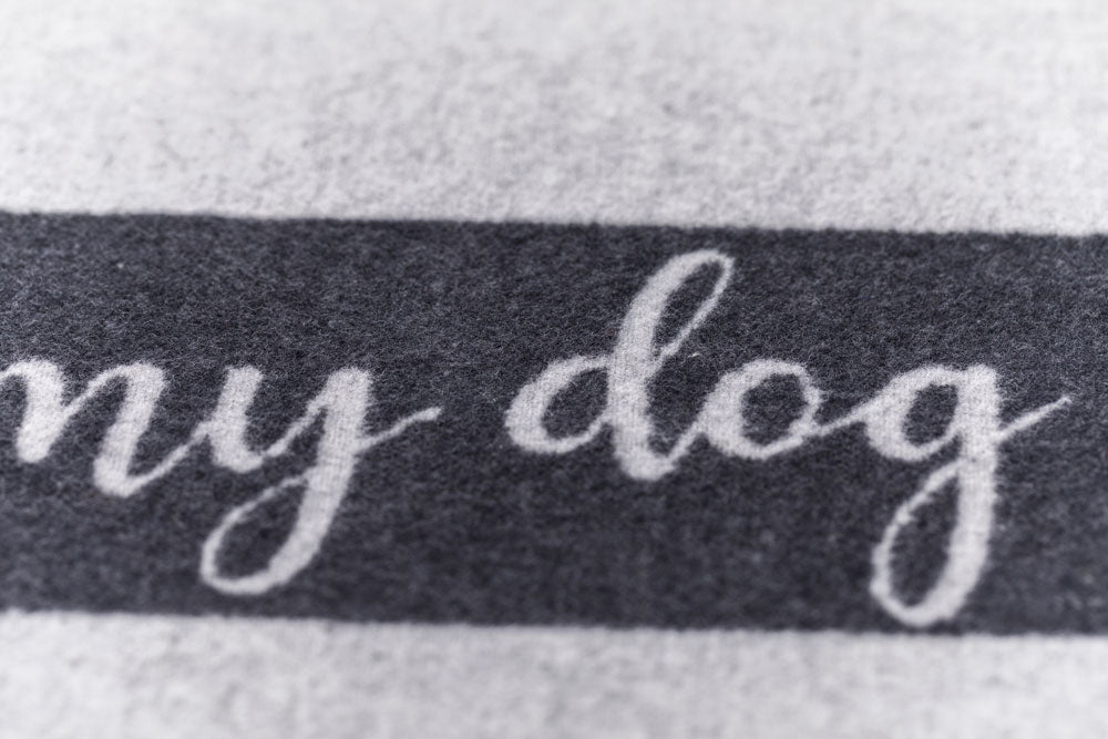 PET blanket "Home is Where My Dog Sleeps" small in . Pet Blanket made by David Fussenegger , a family-run mill in Austria.