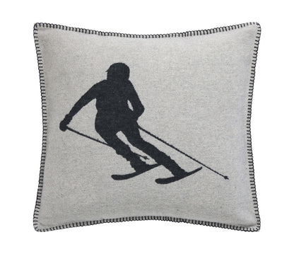 SYLT cushion cover "skier" in grey . Cushion Cover made by David Fussenegger , a family-run mill in Austria.