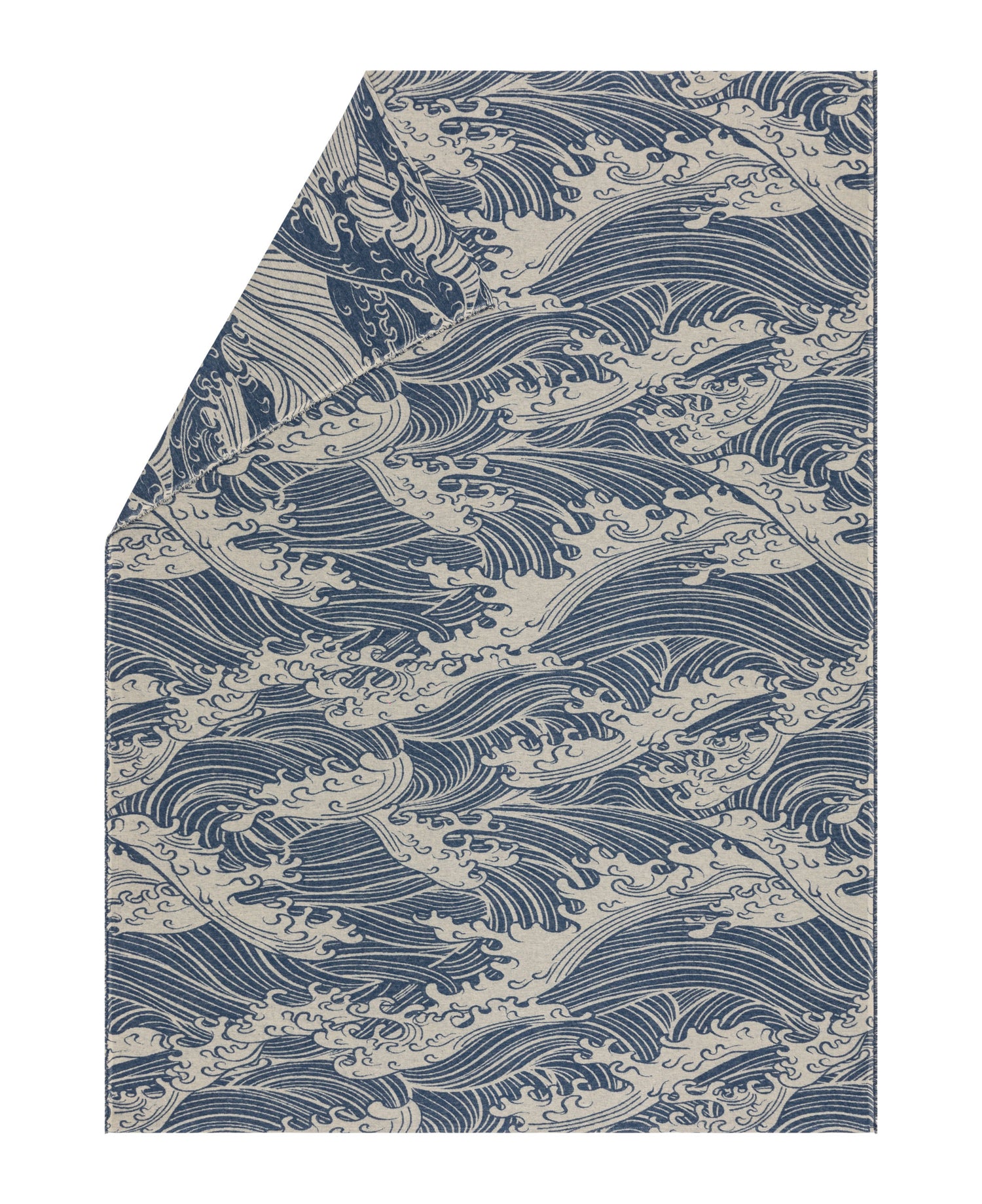 ALBA throw "make waves" in navy . Throw Blanket made by David Fussenegger , a family-run mill in Austria.