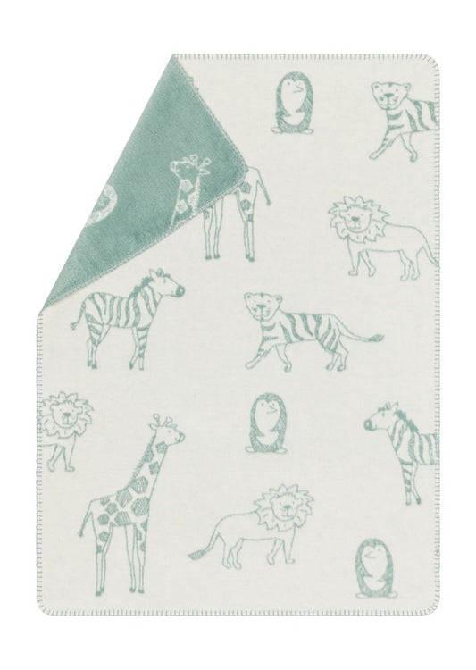 PANDA baby blanket "in the jungle" in light green . Blanket made by David Fussenegger , a family-run mill in Austria.