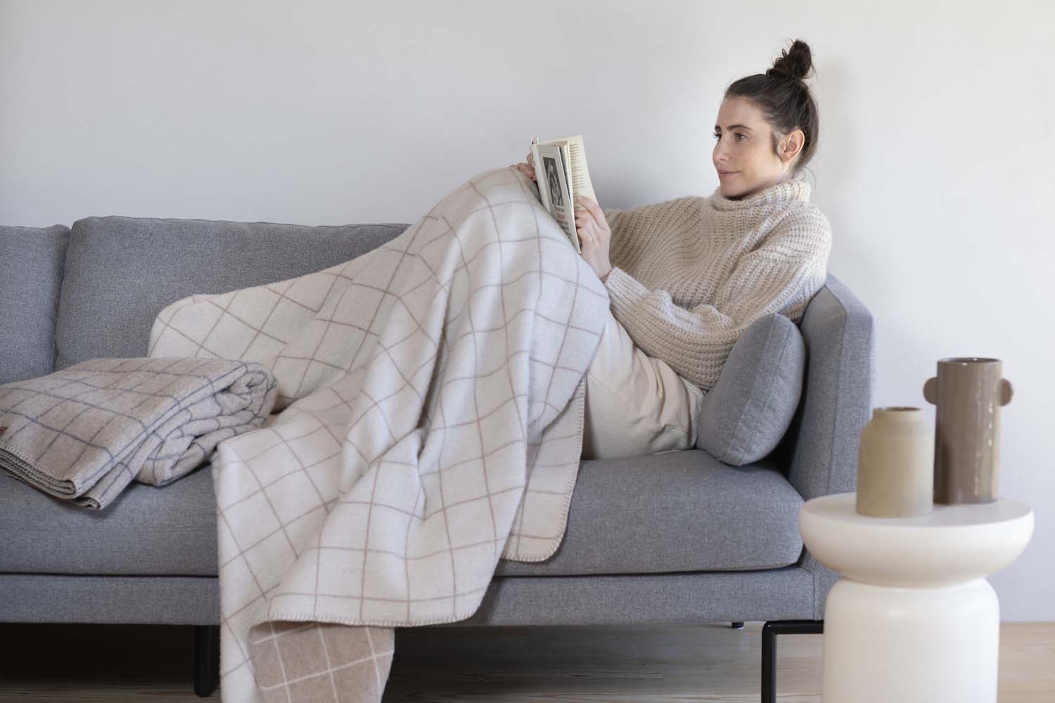 MERANO throw "checkered" in . made by INDIGO 11 , a family-run mill in Austria.