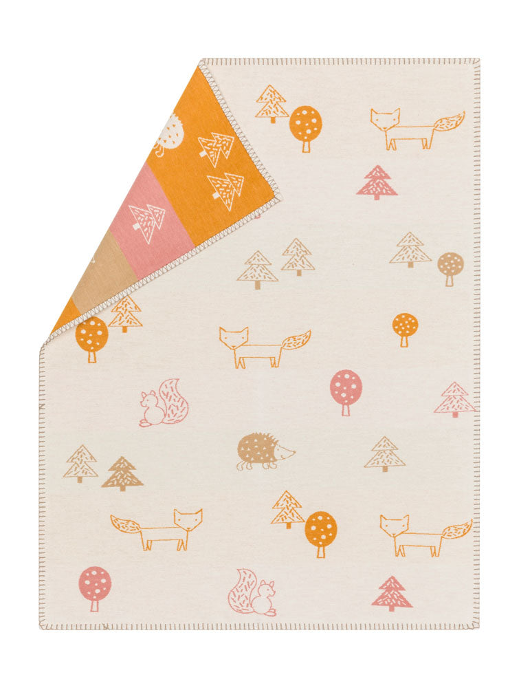 LENA baby blanket organic "forest animals" in offwhite . Blanket made by David Fussenegger , a family-run mill in Austria.