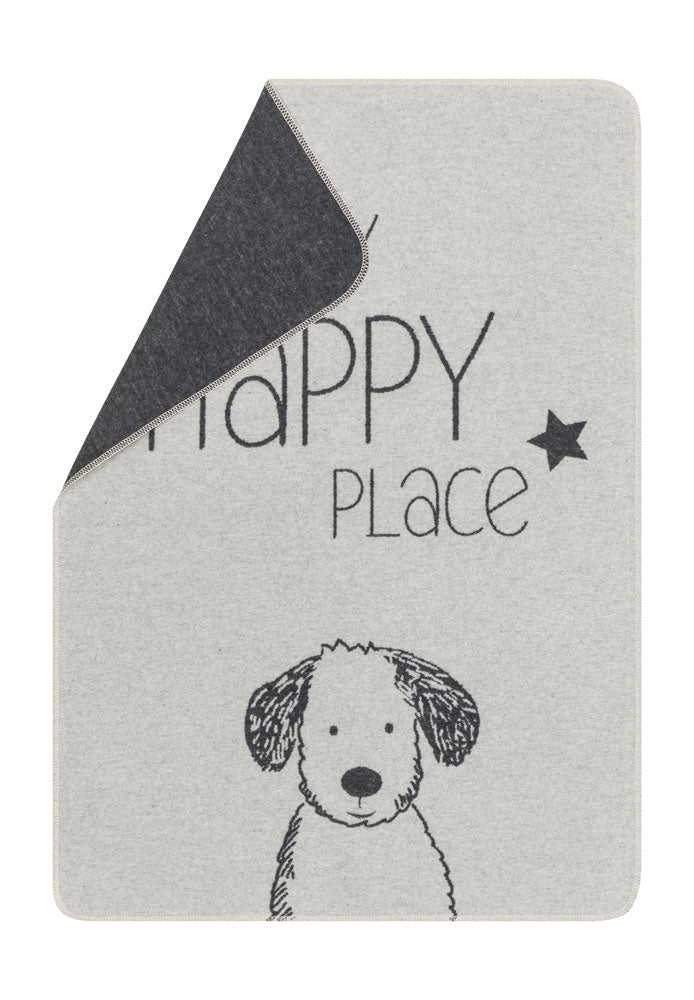 PET blanket "My Happy Place" dog small in grey . Pet Blanket made by David Fussenegger , a family-run mill in Austria.